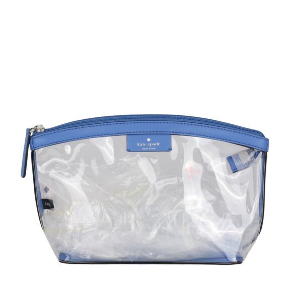 kate spade Handbags - Kate Spade Sabine Medium Cosmetic Pouch in Clear PVC With Blue Trim